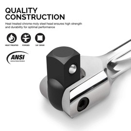 NEIKO 00339A 3/8" Drive Premium Breaker Bar | 12” Length | 180 Flex Cr-Mo Head | CR-V Steel Construction