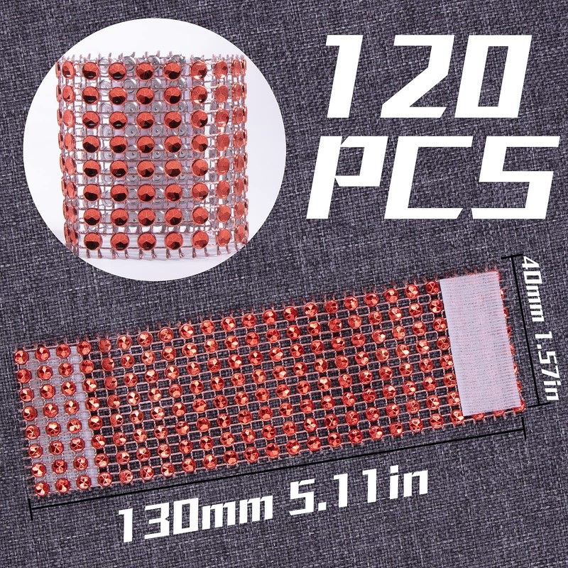 Waycreat 120pcs Red Napkin Rings,Napkin Rings Bulk, Rhinestone Napkin Rings