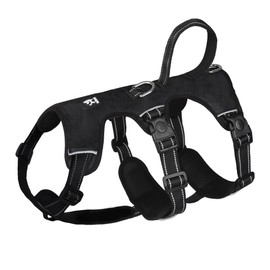 FEimaX Dog Harness No Pull Soft Padded Dog Vest with 3 Leash Clips and Easy Control Handle Reflective Adjustable No Choke Pet Harnesses for Medium and Large Dogs Training Walking (Black, Medium)
