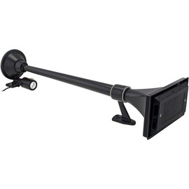 Vixen Horns Train Horn for Boat/Truck/Car. Air Horn Waterproof Black Single Trumpet + Cover. Super Loud dB. Marine Grade Finish. Fits 12v/24v Vehicles Like Semi/Pickup/Jeep/SUV VXH1264B