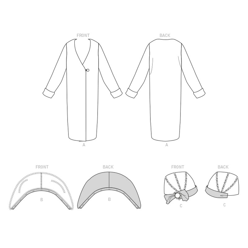 McCall's Misses' 1920's Coat and Hat Sewing Pattern Kit, Code