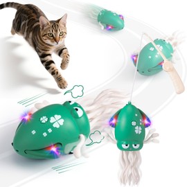 Interactive Cat Toy–Dancing Octopus Toy with 2 Modes Lying Flat Moving & Swagging, Rechargeable Cat Toys for Indoor Cats with Muteable Music, Smart Wand Toy to Keep Them Busy
