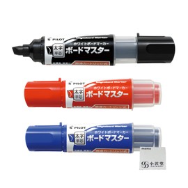 Pilot Dry Erase Markers, Board Master, Bold Point, Chisel Tip, Black Blue and Red, 3 Pieces, WMBM-18BMC-B, WMBM-18BMC-R, WMBM-18BMC-L, For Commercial Use, Meeting, Display OZAWA Set