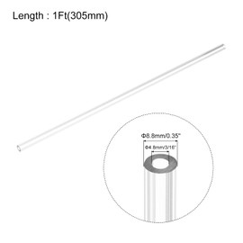 QUARKZMAN Clear Rigid Piping 4.8mm (3/16") ID x 8.8mm OD 1Ft (305mm) Round Plastic Pipe