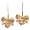 Elegant Bohemian 14k Gold Flower Floral Dangle Drop Earrings Cute
