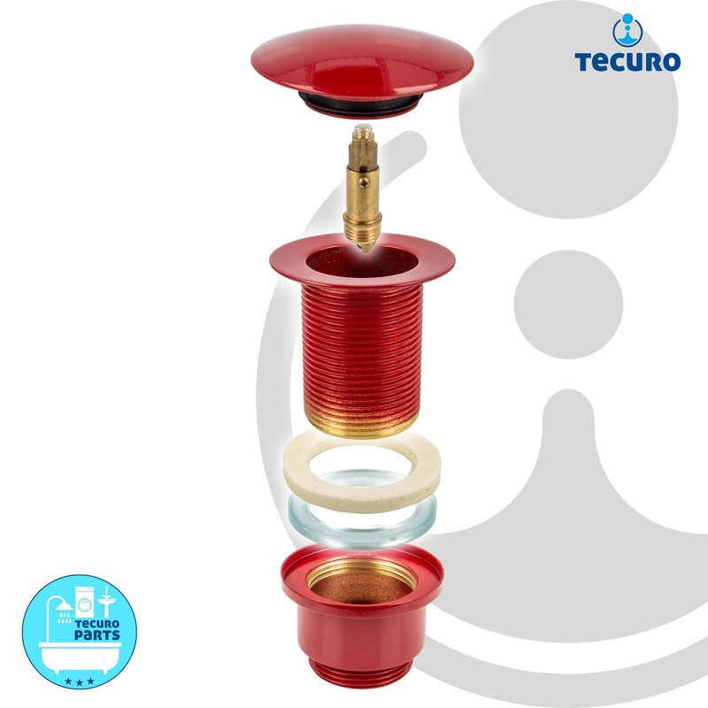 Tecuro EW-Haustechnik Click-Clack Sink Drainage Plug Red with Pushfu for