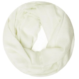 Gloop 01122-01123-P Women's Elegant Plain Loop Scarf, Tube Scarf, Plain Colour, Lightweight Tube Scarf, Cream with glitter 01123a13
