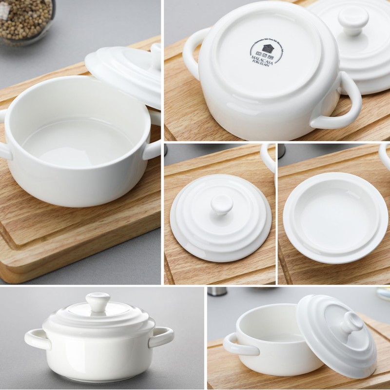 MALACASA Mini Cocotte Set - 14 OZ Small Casserole Dishes