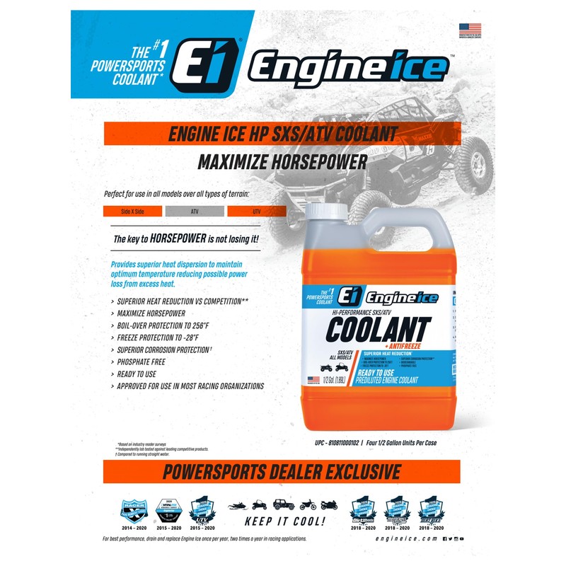 Engine Ice Hi-Performance SXS/ATV Coolant and Antifreeze, 4 Pack, Orange