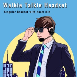 Retevis Walkie Talkie Earpiece with Rotatable Boom Mic Noise Cancelling Overhead Headset Compatible with Walkie Talkie RT24 RT22 RT27 RT5R Baofeng UV-5R BF-888S BF-88E (6 Pcs)