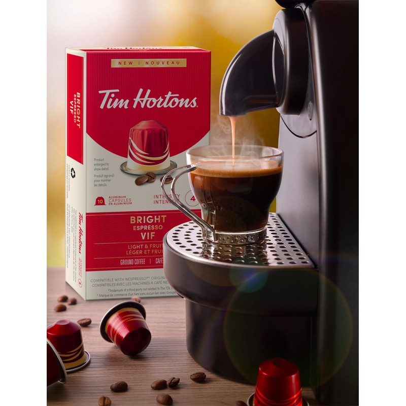 Tim Hortons Bright Espresso Capsules, Nespresso Original Line Compatible Capsules,