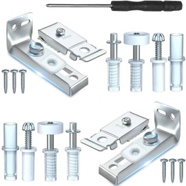 2Pcs Bifold Door Hardware Kit, Closet Door Repair Kit Hardware, Accordion Barn Folding Door Hardware Set with 3/8" Pivot, 7/8" Guide Wheel Track, Include Bottom Pivots, Bracket & Guide Wheel Door