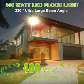 STASUN LED Flood Light Outdoor, 300W 30000lm 3000K Warm White IP66 Waterproof, Commercial Parking Lot Light,3 Heads for Yard Street Stadium House Floodlight Bright Security Lights for Outdoor Area