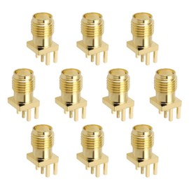 EMSea 10pcs SMA Female Jack Straight PCB Mount RF Connector Adapter 1.6mm Clip Edge Mount Female Socket Port Connector RG58 RG142 RG223 Socket Gold