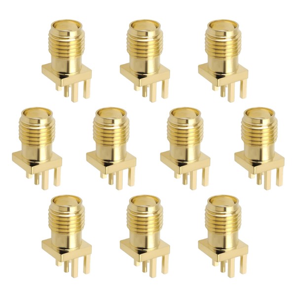 EMSea 10pcs SMA Female Jack Straight PCB Mount RF Connector
