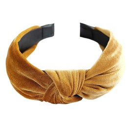 scicent Headbands Velvet Feel Hair Hoops Knotted Hairbands Top Knot Turban Hair Bands Vintage Hair Bands for Women - Yellow