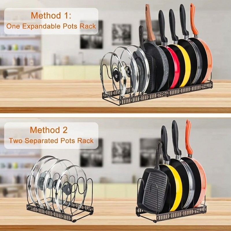 Expandable Pot and Pan Organizer for Kitchen Cabinets – Adjustable