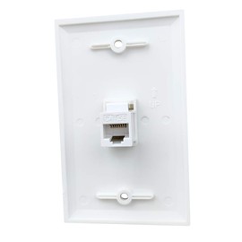 BOPLAT 1 Port Cat5e Ethernet Wall Plate - Single Gang Cat 5 Keystone Jack Female to Female Cover Plate Compatible with CAT7, CAT6, CAT5 Cable in White