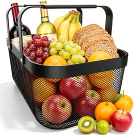 Garden Harvest Basket, Metal Mesh Picking Basket with Attached Handles