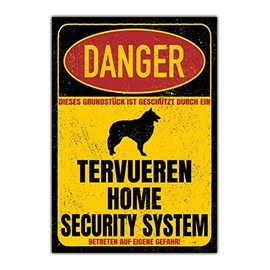 Tervueren Sign Danger Security System Door Sign Dog Warning Sign Dog Caution Belgian