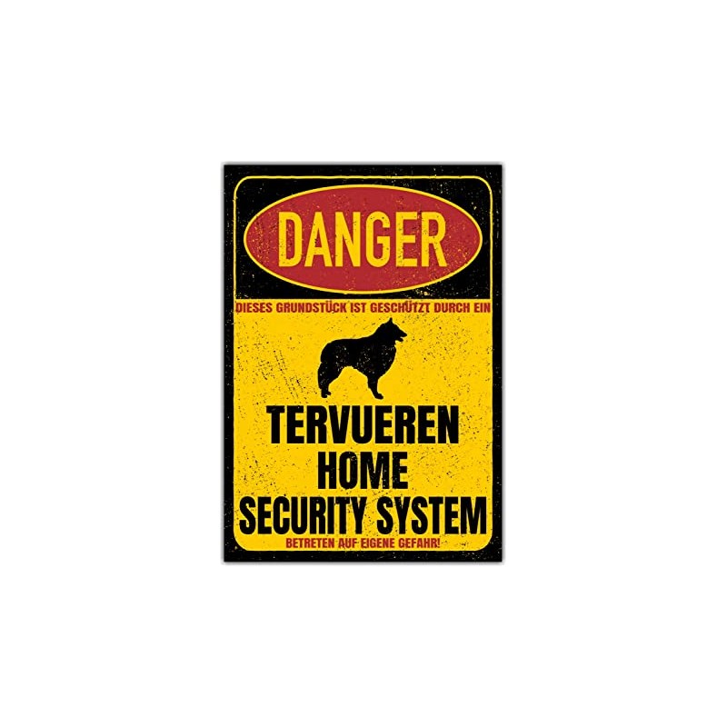 Tervueren Sign Danger Security System Door Sign Dog Warning Sign