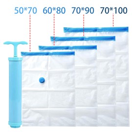 TOUKBEAU Vacuum Storage Bags, 5-Pack Storage Bags Vacuum Pack with Airtight Valve and Hand Pump for Duvets, Bedding, Pillows, Clothes, Quilts, Sweater, Comforters, Dresses, Suitcases - 70 x 50cm