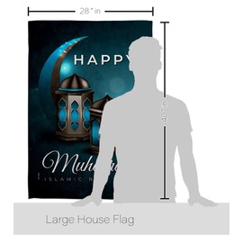 Ornament Collection Day of Ashura House Flag Dowel Set Celebration Islamic New Year Lunar Hijri Muslims Decoration Banner Small Garden Yard Gift Double-Sided, Made in USA