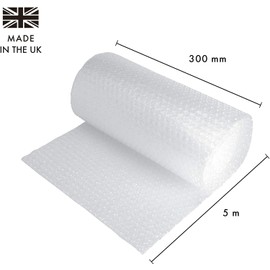 Hampine – Protective Bubble Cushioning Wrap for Packaging and Mailing, Small Air Bubbles, 300mm x 5m Roll