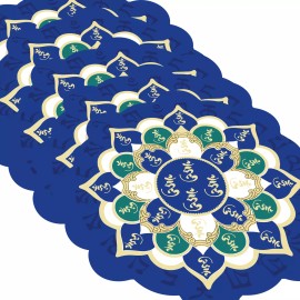 FunGiftCorner Feng Shui Stickers with 28 Hums Lotus Mandala Amulet, Set of 5 Pieces  4.3 Inch