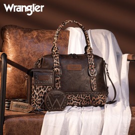Wrangler 3Pcs Doctor Bag Set for Women Top Handle Purse Hobo Shoulder Satchel Handbags Crossbody Bag with Crazy Horse Grain Leather for Women WG48S-S51101CF