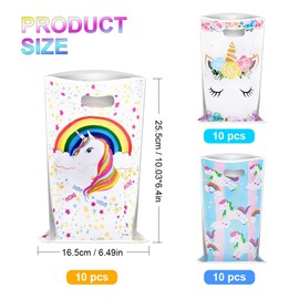 Flintronic 30PCS Kids Birthday Party Bags, Unicorn Plastic Small Gift Bags, Girls Boys Kids Birthday Colorful Gift Bags Goodies Bags, Perfect for Kids Birthday Party