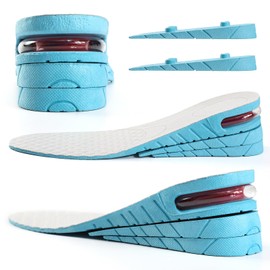 Height Increase Insole 3-Layer Air Cushion Heel Insert Lift Shoes Insole for Men and Women Invisible Elevator Adjustable Insoles (Full Pad US 4-9, Blue)