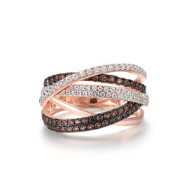 Santuzza Twisted Ring 925 Sterling Silver Nano Brown Spinel White Cubic Zirconia Rose Gold Plated Ring for Women (8)