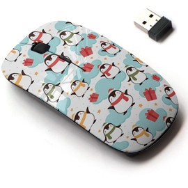 2.4G Wireless Mouse with Cute Pattern Design for All Laptops and Desktops with Nano Receiver - Penguin int