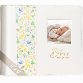 Keepsake Baby Memory Book Girl Boy – Timeless Leather-Bound Baby Milestone Book – Baby Book Keepsake Record First 5 Years - Gender Neutral Baby Scrapbook Album Baby Album Journal Registry Search Gift