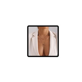 Carufin Double Circle Crystal Collarbone Chain Tassel Long Pendant Necklace Jewelry for Women (Gold A)