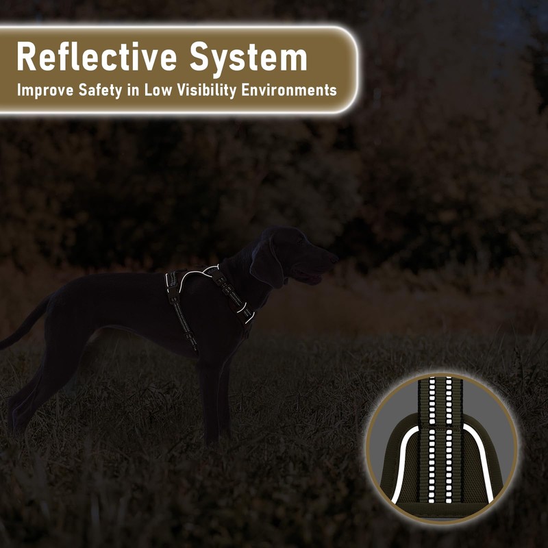 Adjustable No-Pull Reflective Soft Inescapable Dog Vest Harness for Big