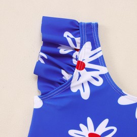 CM C&M WODRO Toddler Baby Girls Swimsuit One Piece Floral Bathing Suit Cute Ruffle Backless Swimwear Kids Beach Wear 1-5T (Blue, 18-24 Months)