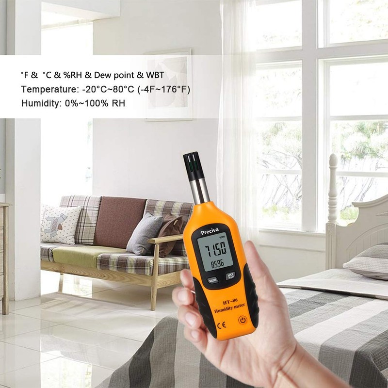 Preciva Digital Psychrometer Thermo-Hygrometer, LCD Mini Temperature and Humidity Meter
