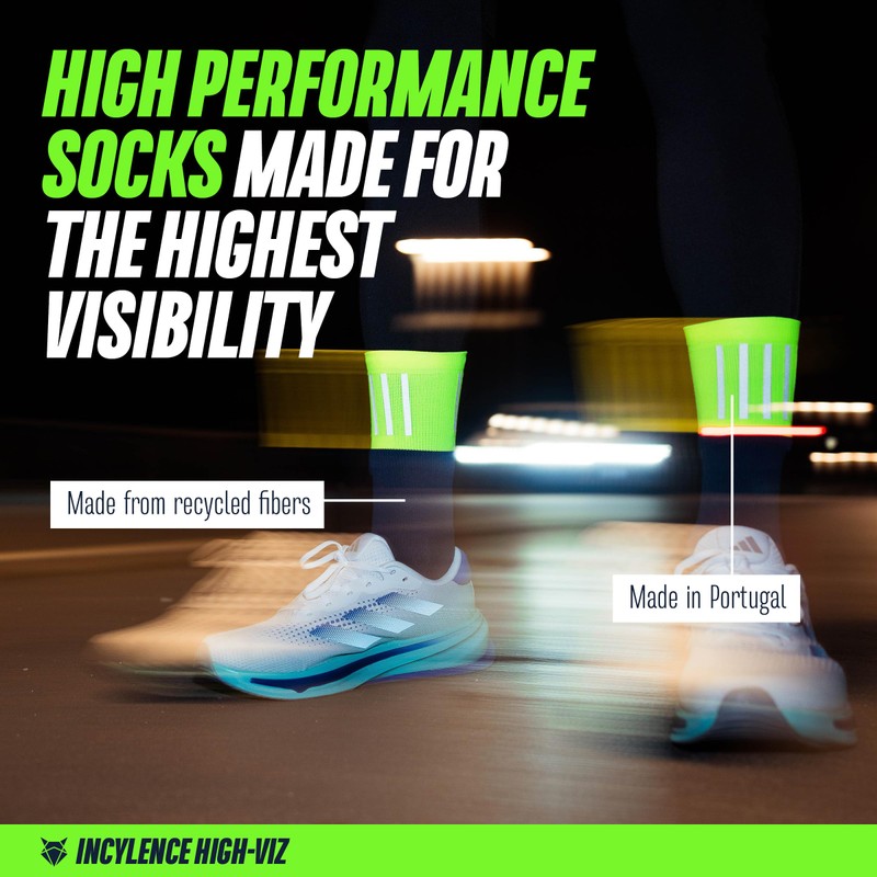 INCYLENCE High Viz Running Socks with Reflectors - Functional and