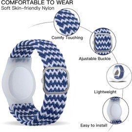 Dingfeiyu [2 Pack] Nylon Airtag Wristband for Kids, Anti-Lost, Anti-Scratch Airtag Bracelet Kids, Airtag Tracking Watch Wrist Strap Child, Waterproof Airtag Holder Necklace for Kids (blue set)