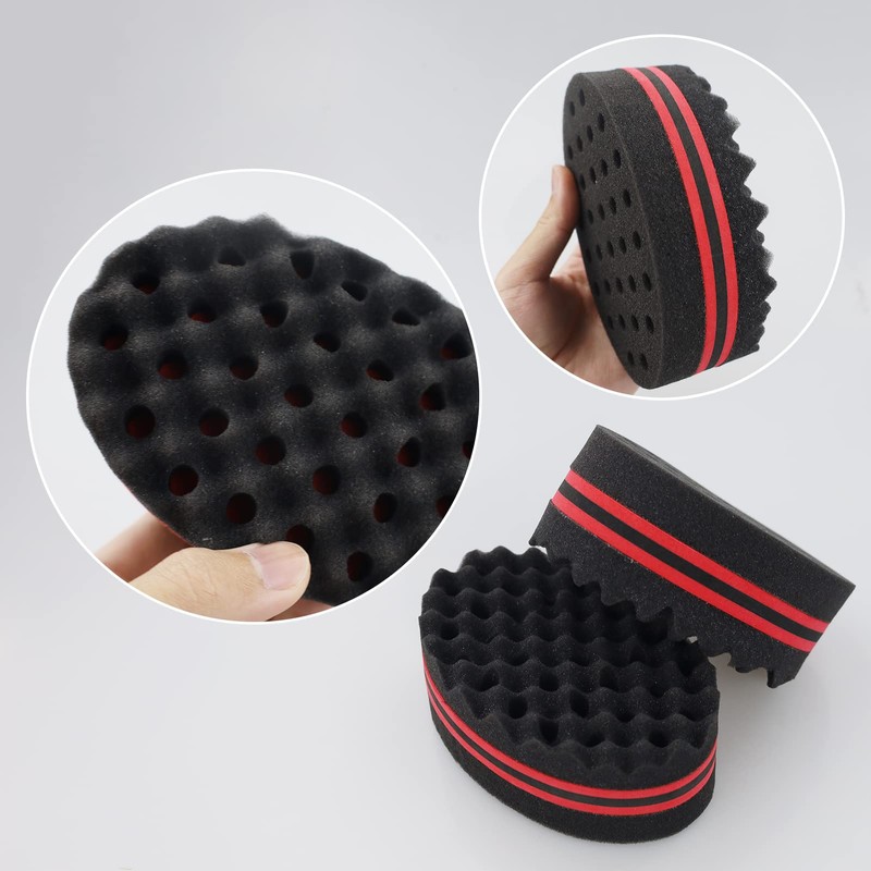 REBECASKYENS 2-Pack Curling Sponges (14.5*9.5*5cm), Black, Wavy Sponge for Curly,