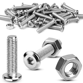 TXXATX Screws M6 x 30 Allen Screws and Nuts Set 35 Sets Flat Head Screws Stainless Steel Screws Full Thread Pan Head Screws M6 Screws with Nuts for Repairs DIY Projects