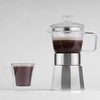 SIXAQUAE Moka Stovetop Espresso Maker,Crystal Glass-top & Aluminum Espresso Moka