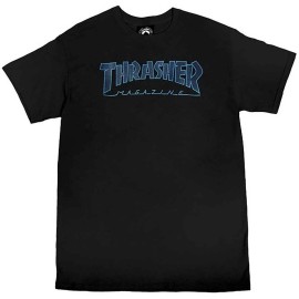 Thrasher Magazine OUTLINED SKATE MAG LOGO Skateboard T Shirt BLACK w/BLACK Logo - L