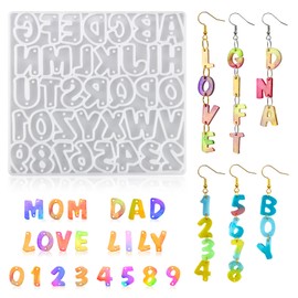 Resin Earring molds for Jewelry, Alphabet Resin molds Mini Letter Number, Silicone Mold