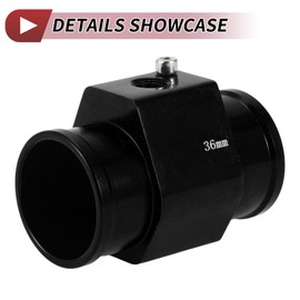 HEROFFIX 1 Set Car Water Coolant Temperature Sensor Adapter Joint Pipe Radiator Sensor Adaptor 36mm Black