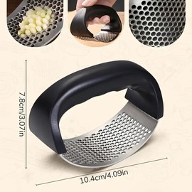 Dashco 1pc Premium Stainless Steel Garlic Rocker Press Effortless Crushing Easy Cleaning Space Saving Design and 1pc Silocone Garlic Peeling Tool Garlic Peeler Manual Garlic Press Kitchen Tool