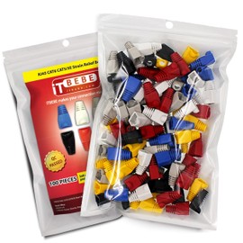 ITBEBE RJ45 Strain Relief Boot Covers - 100 Count Set for Cat5, Cat5e, and Cat6 Ethernet Connectors (Multicolor-6)