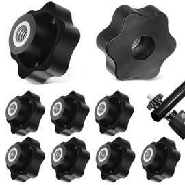Star Grip Nut Star Handle M8 Non-Slip Internal Thread Clamping Knob 9 Pieces Insulation Knurled Button Through Hole for Machine Tools Mechanical Devices Furniture Decoration Electronic Devices